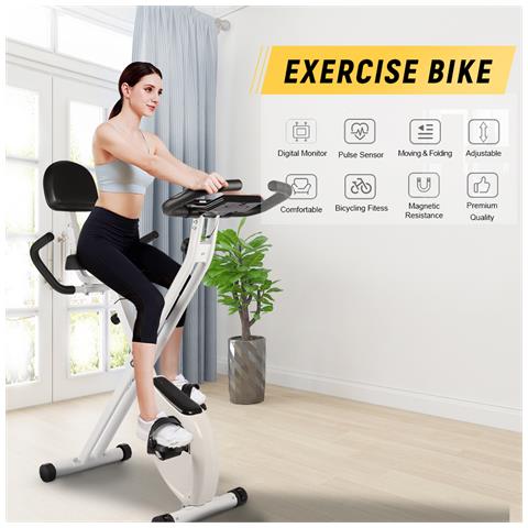 Bicicletta Sportiva Pieghevole - Resistenza Regolabile - Allenamento Palestra - Bianco E Nero - Foto 2