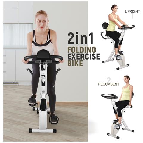 Bicicletta Sportiva Pieghevole - Resistenza Regolabile - Allenamento Palestra - Bianco E Nero - Foto 1