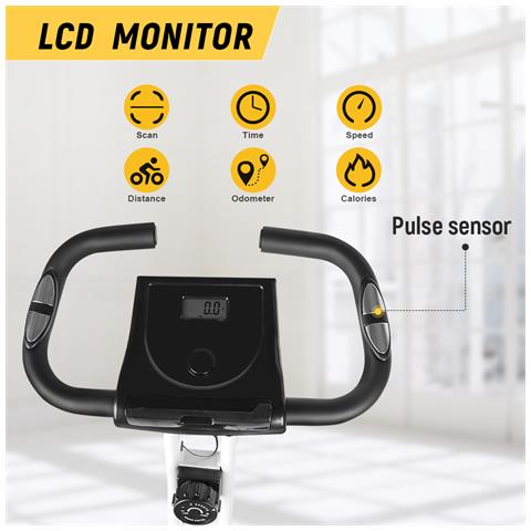 Bicicletta Sportiva Pieghevole - Resistenza Regolabile - Allenamento Palestra - Bianco E Nero - Foto 5