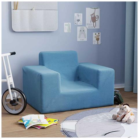Divano per Bambini Blu in Morbido Peluche - Foto 7
