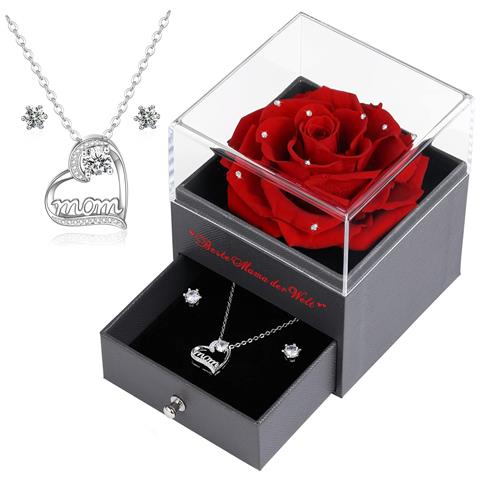 Set Regalo Per Mamma: Rosa Eternamente Bella Con Collana E Orecchini Eleganti - Foto 1