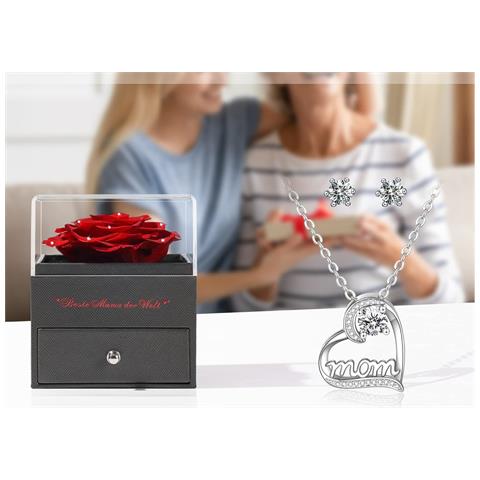 Set Regalo Per Mamma: Rosa Eternamente Bella Con Collana E Orecchini Eleganti - Foto 4