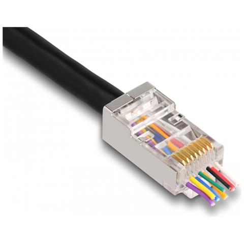 Spina modulare RJ45 con apertura frontale (connessione facile) Cat. 6 e protezione antipiega 50 pezzi set 75 - Foto 4