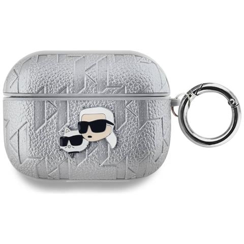 Custodia Per Airpods Pro Con Karl E Choupette Design In Rilievo, Argento - Foto 1