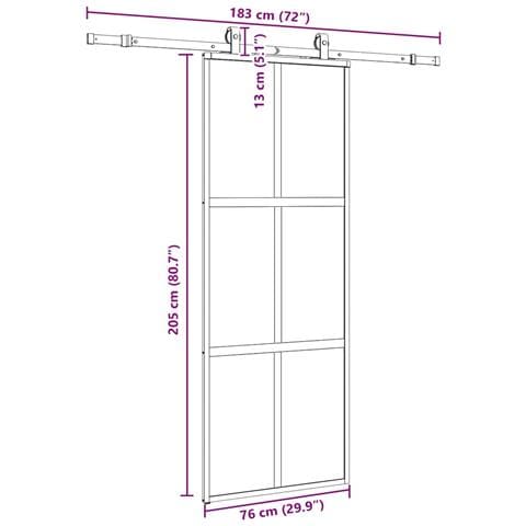 Porta Scorrevole Set Ferramenta Nera 76x205 cm Vetro Temperato - Foto 2