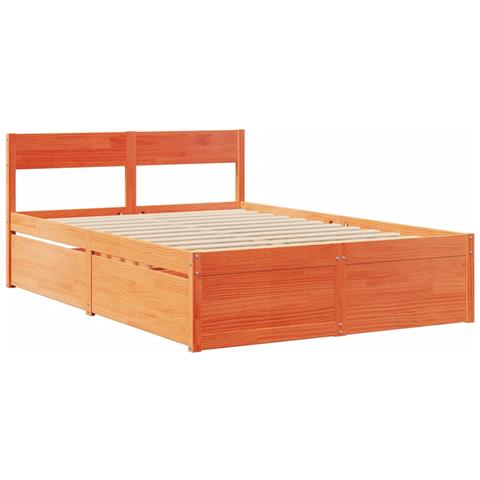 Letto Senza Materasso Marrone Cera 140x190 Cm In Legno Di Pino - Foto 3