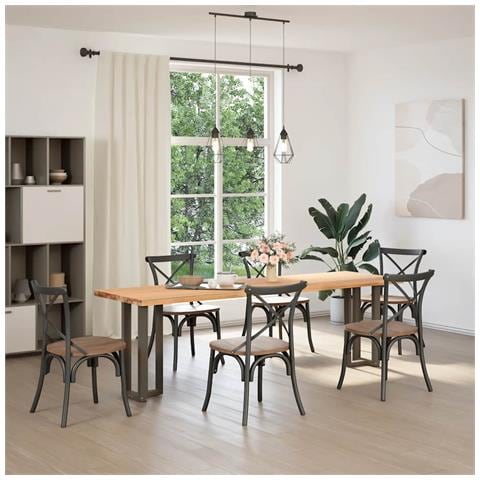 Gambe Tavolo Consolle A T 2 Pz Naturale 38x25x(72-73)cm Acciaio - Foto 2