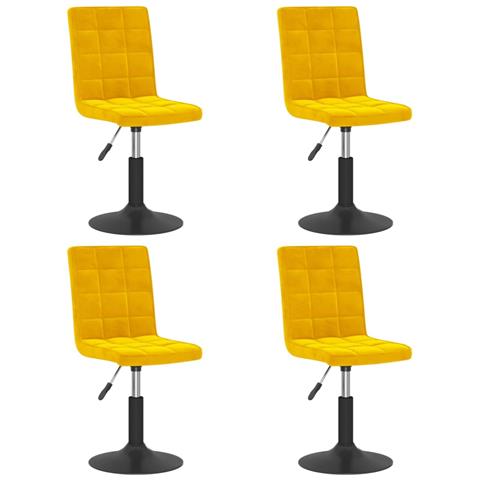 Sedie Da Pranzo Girevoli 4 Pz Giallo Senape In Velluto - Foto 2