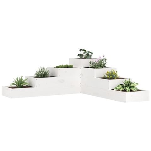 Fioriera Giardino 4 Ripiani Bianca 106x104,5x36cm Massello Pino - Foto 1
