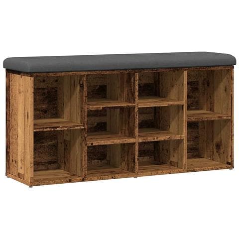 Panca Porta Scarpe Legno Antico 102x32x50 Cm Legno Multistrato - Foto 2
