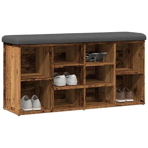 Panca Porta Scarpe Legno Antico 102x32x50 Cm Legno Multistrato - Foto 3