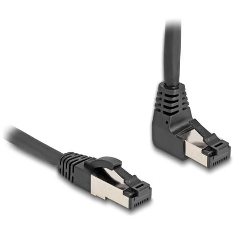 Cavo di rete RJ45 Cat. 8.1 S /FTP da 90° angolato verso il basso / diritto 2 m nero - Foto 1