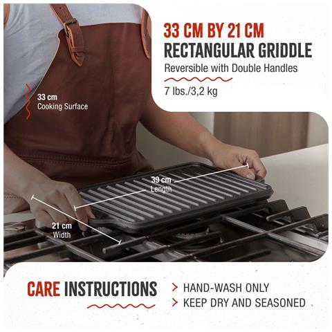 Victoria 36058 Piastra Per Grigliare Ghisa A Induzione, Griglia Reversibile 33 X 21cm Per Fuoco  Nero - Foto 2