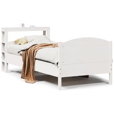 Letto Senza Materasso Bianco 75x190 In Legno Massello Di Pino - Foto 2