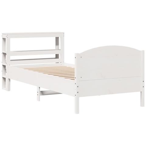 Letto Senza Materasso Bianco 75x190 In Legno Massello Di Pino - Foto 3
