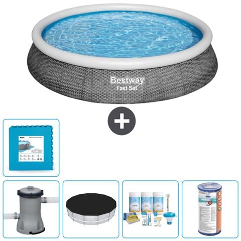 Piscina Fuori Terra - In Giro - 396x84 Cm - Grigio - Include Accessori Coordinati Cb12 - Foto 1