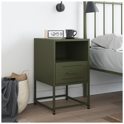 Lusso Casadino - Comodino Verde Oliva 36x39x60,5 Cm In Acciaio - Foto 2
