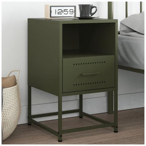 Lusso Casadino - Comodino Verde Oliva 36x39x60,5 Cm In Acciaio - Foto 8