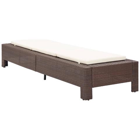 Lettino Prendisole Con Cuscino Marrone In Polyrattan - Foto 1