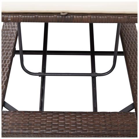 Lettino Prendisole Con Cuscino Marrone In Polyrattan - Foto 8
