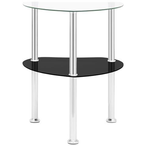 Lusso Casadino - Tavolino 2 Livelli Trasparente Nero 38x38x50 Cm Vetro Temperato - Foto 1