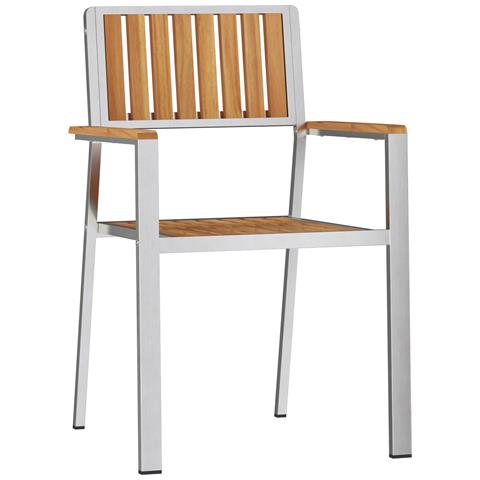 Sedia da giardino impilabile 4 pcs in legno massello di teak e acciaio inox - Foto 1