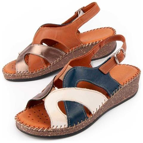 Purapiel Sandalo Con Zeppa Leida Blu . - Foto 1