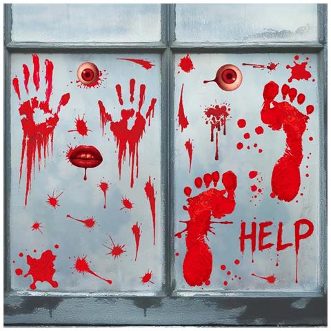 Decalcomanie In Vetro Con Impronte Di Mani - Confezione Da 2 Decorazioni Di Halloween - Foto 3