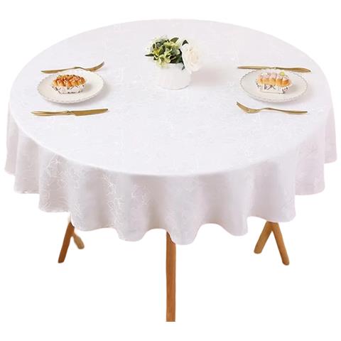 Smiry Tovaglia Impermeabile Lavabile 140 Cm Rotonda Decorativa Grande Bianca - Foto 1