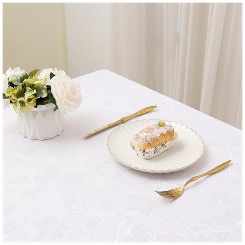 Smiry Tovaglia Impermeabile Lavabile 140 Cm Rotonda Decorativa Grande Bianca - Foto 5