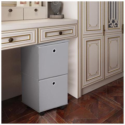 Yohom Comò Su Ruote Con 2 Cassetti Pieghevole Armadio Portatile Grigio - Foto 2