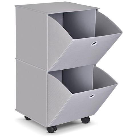 Yohom Comò Su Ruote Con 2 Cassetti Pieghevole Armadio Portatile Grigio - Foto 1