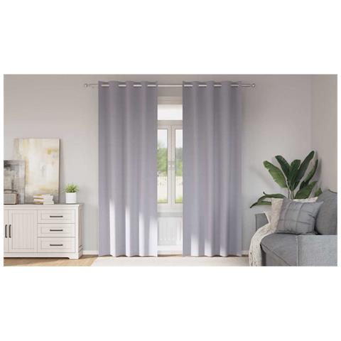 Tende con tende 2 pcs Grigio Metallico 260x140cm Poliestere - Foto 2