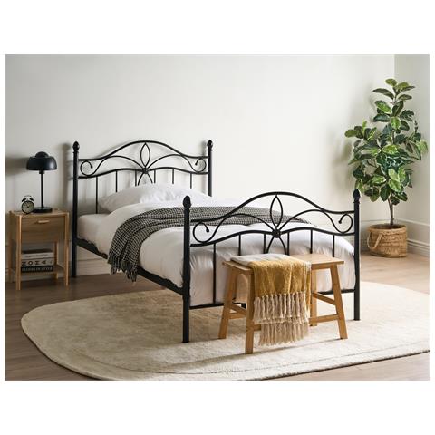 Letto Metallo Antlia 120 X 200 Cm Nero - Foto 1