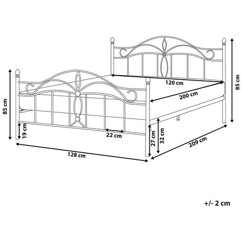 Letto Metallo Antlia 120 X 200 Cm Nero - Foto 8