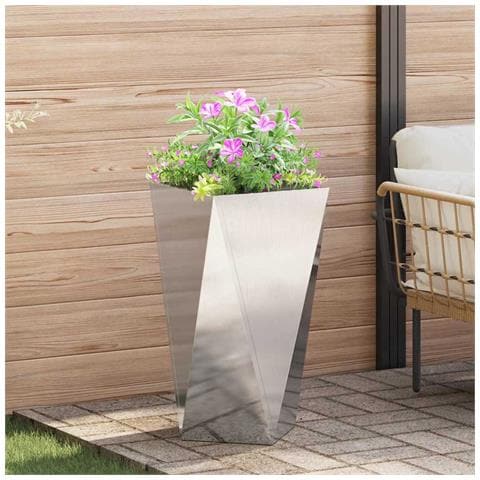 Fioriera Argento 40 x 40 x 75 cm Acciaio inossidabile - Foto 2