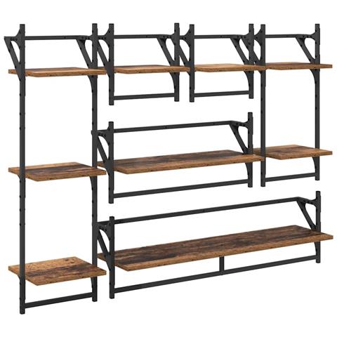Set mensole da parete 6 pcs Legno vecchio 100 x 25 x 30 cm - Foto 1