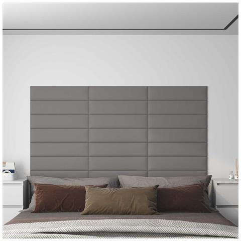 Testiera da Parete 12 pcs Grigio chiaro 60 x 15 cm Tessuto - Foto 2