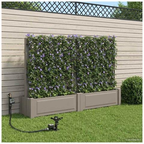 Grande vaso con trellis 2 pcs Grigio 200 x 43 x 133,5 cm PP - Foto 2