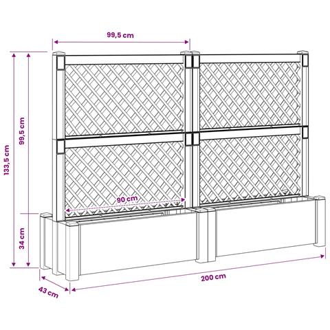 Grande vaso con trellis 2 pcs Grigio 200 x 43 x 133,5 cm PP - Foto 7