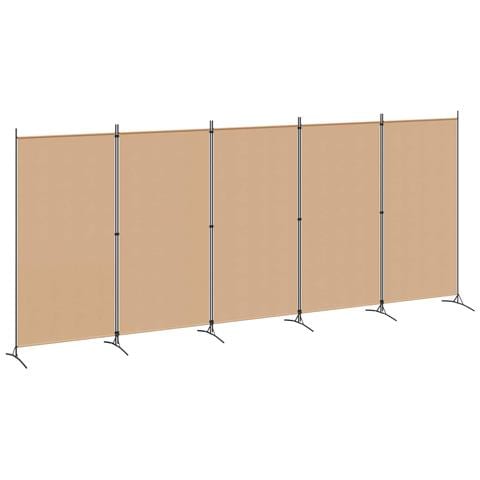 Paravento a 5 Pannelli Beige 433 x 180 cm Tessuto - Foto 1