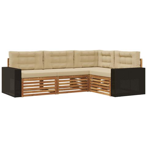 Set di divani da esterno 4 pcs Naturale e Beige - Foto 1