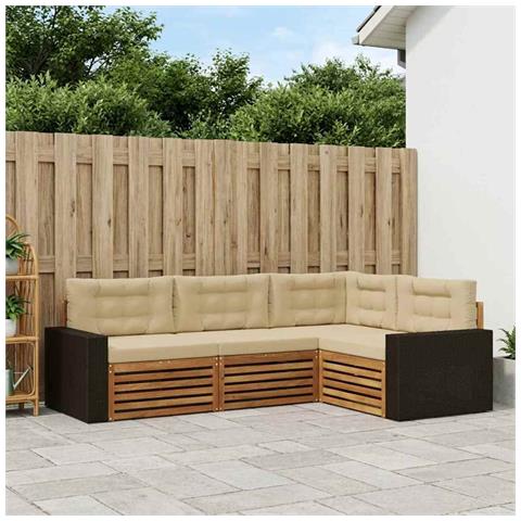Set di divani da esterno 4 pcs Naturale e Beige - Foto 2