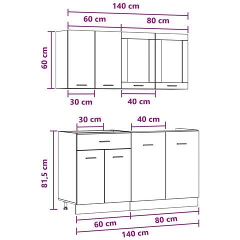 Unità Cucina Lyon 4 pcs Grigio Cemento Legno ingegnerizzato - Foto 9