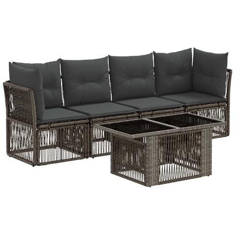 Set Divano da Giardino 5 pz Grigio polyrattan - Foto 1