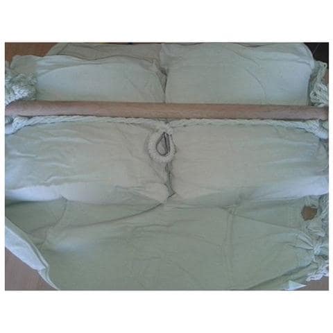 Sedia a dondolo 1 posto con telo in cotone e traversa di sostegno in legno - Foto 7