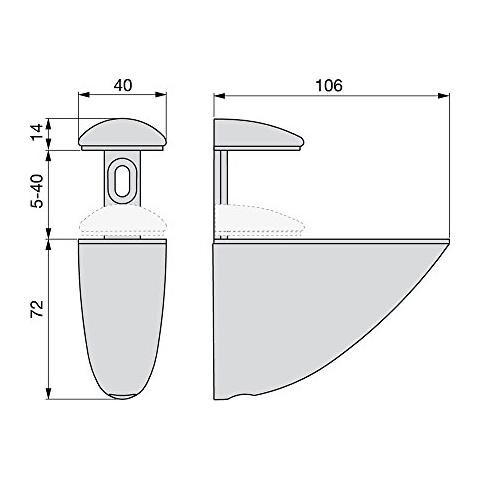 4009025 Coppia Di Reggimensola Mod. Pelicano Per Mensole In Legno / vetro / cristallo Di Spessore 5-40mm Finitura Verniciato Aluminio - Foto 2
