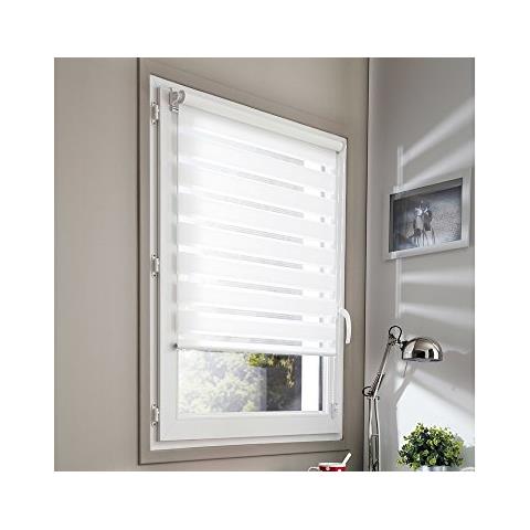 Tenda Avvolgibile Bimateriale, Tessuto, Bianco, L65 X H190cm (fabric L62cm)  - Foto 1