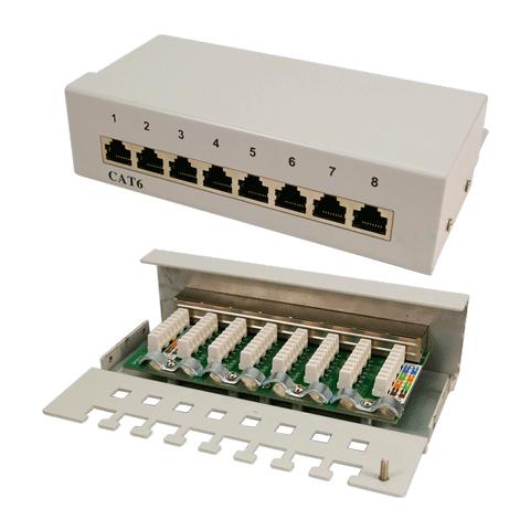 NP0016A, Cat6, 8x RJ-45, ISO / IEC 11801 Е, Grigio - Foto 1