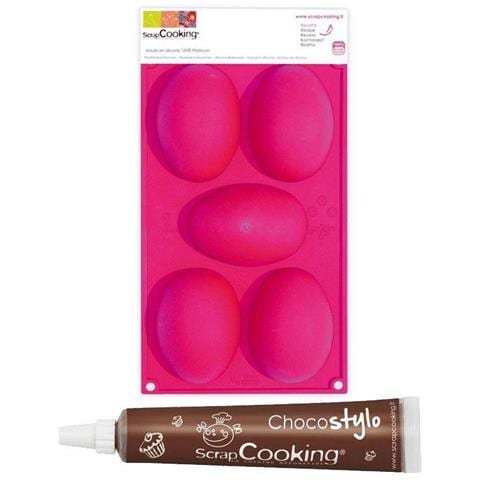 Stampo '5 Uova Di Pasqua' + Penna Alimentare Al Cioccolato - Foto 1